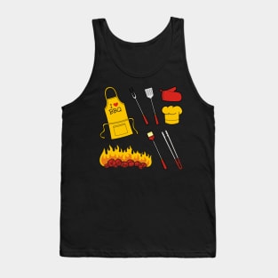 Barbeque Icons on Black Tank Top